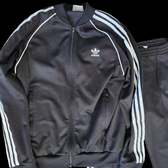 Adidas Black Tracksuit with White Stripes - Picture 10 of 11